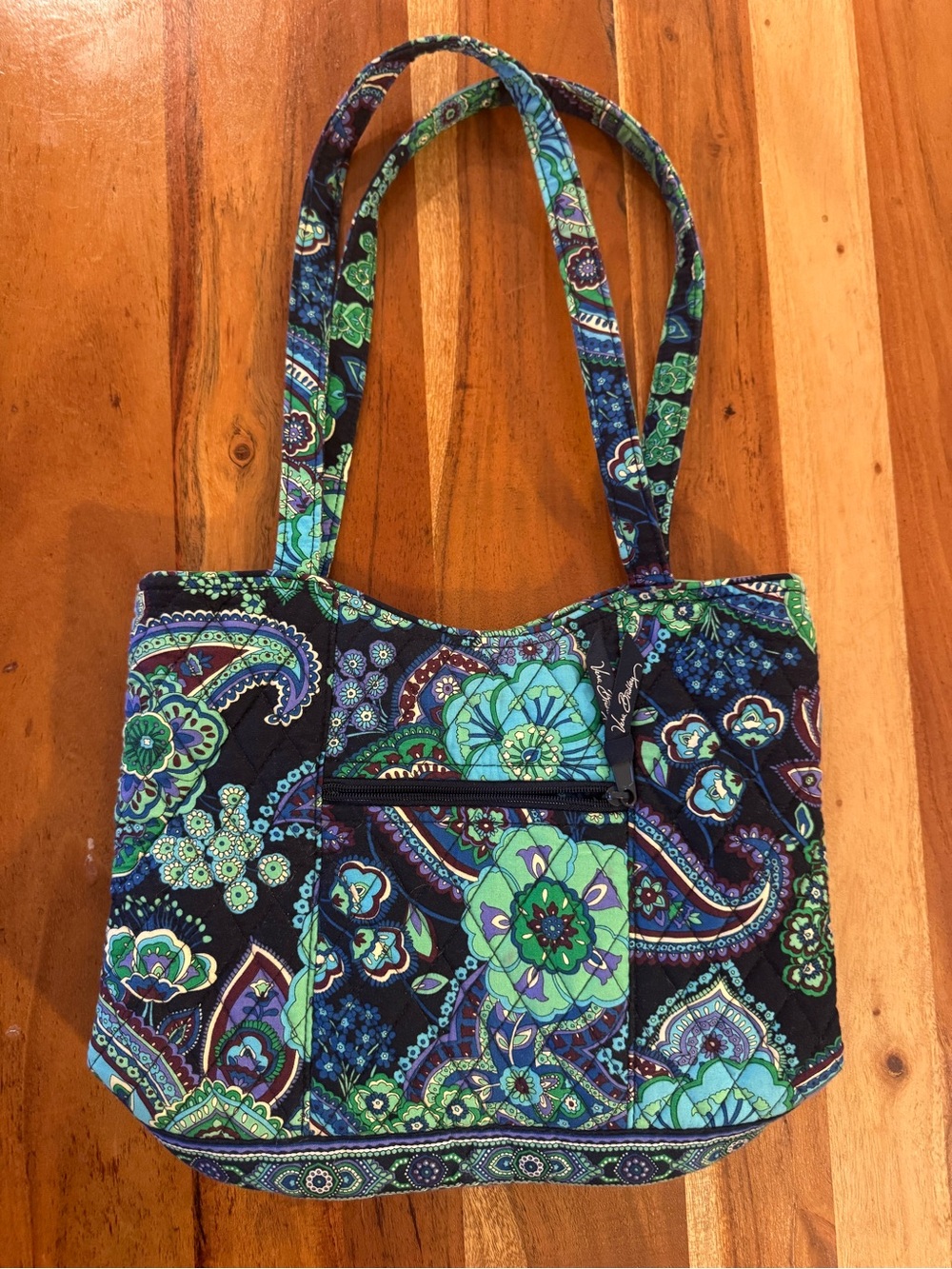 Vera Bradley Rare Rhapsody Paisley Quilted Floral Tote Bag in Blue-Green